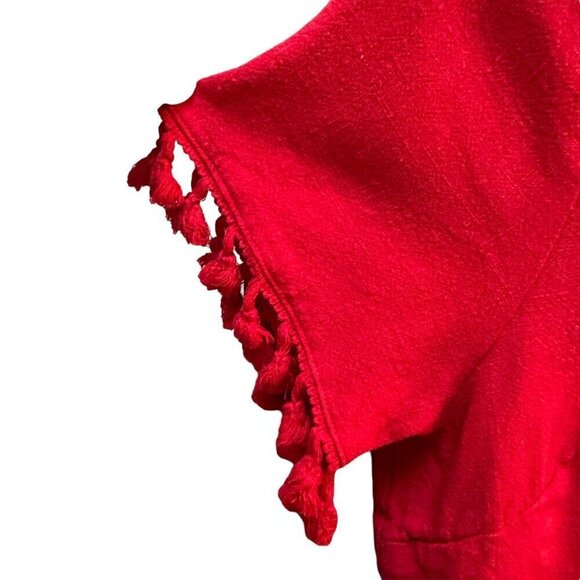 Lulus Made for‎ Madrid Red Tasseled Cropped Top Linen Rayon Women's Size Large - Picture 3 of 7